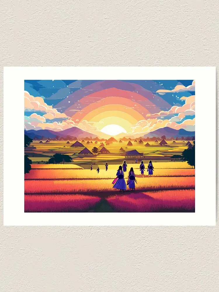 Crop Crusaders at dawn in rice fields poster